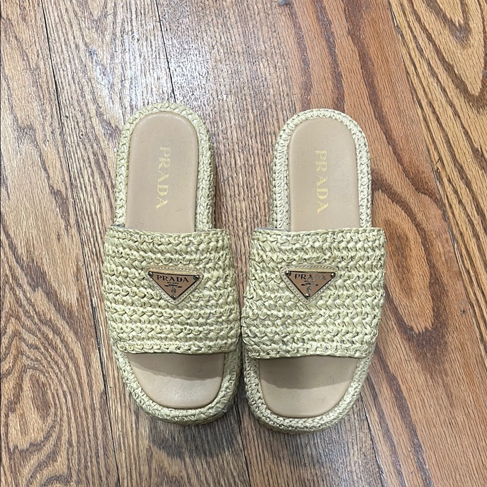 Prada Women's Tan Slide Sandals